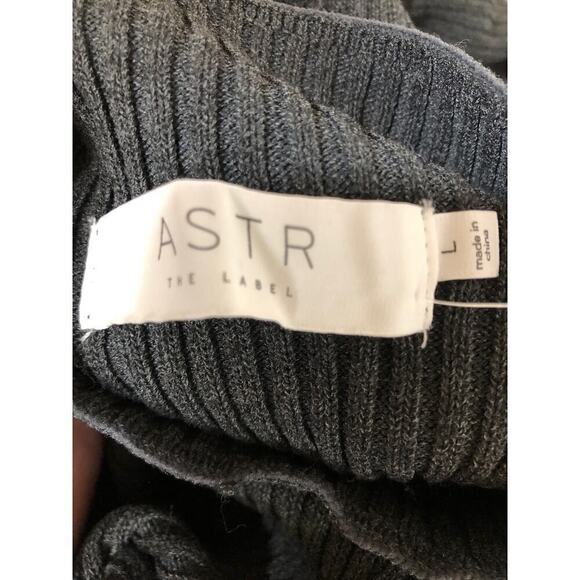 ASTR Sweater Dress Cold Shoulder Ribbed Mock Neck Midi Charcoal Gray NWT Large - Picture 9 of 10